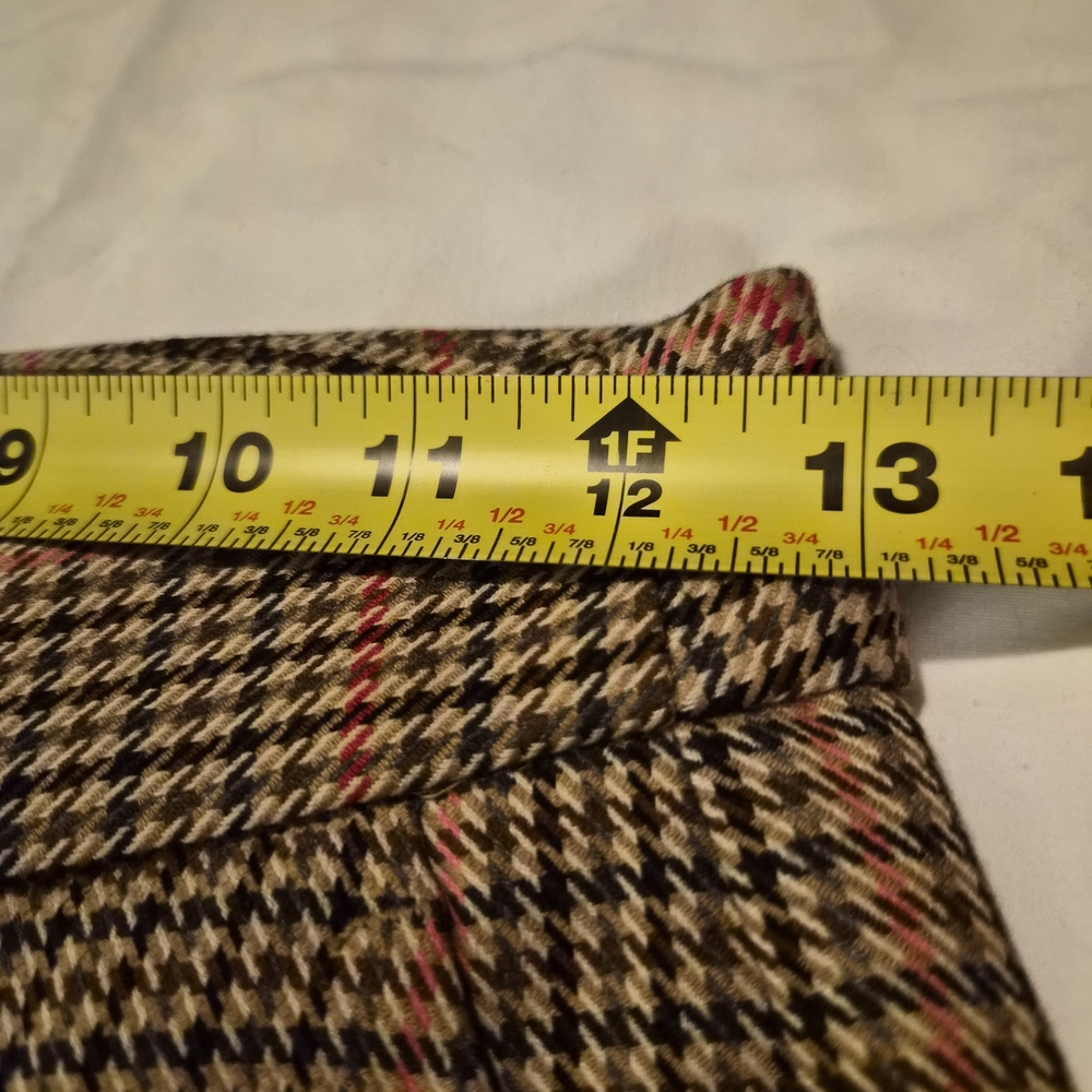 Retro Banana Republic High-Rise Flare Pants | 00P Petites | Pink & Brown Plaid - Picture 6 of 9
